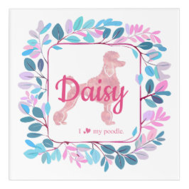 オリジナル パステル ピンク プードル シルエット ウォール アート