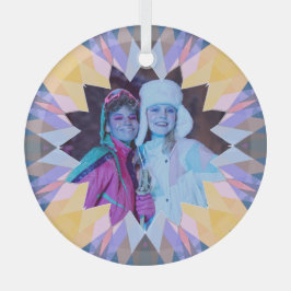 オリジナル パープル イエロー クリスマス スター フォト ギフト ガラスオーナメント