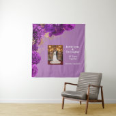 オリジナル パープル フラワー ウェディング アニバーサリー タペストリー (インサイチュ)