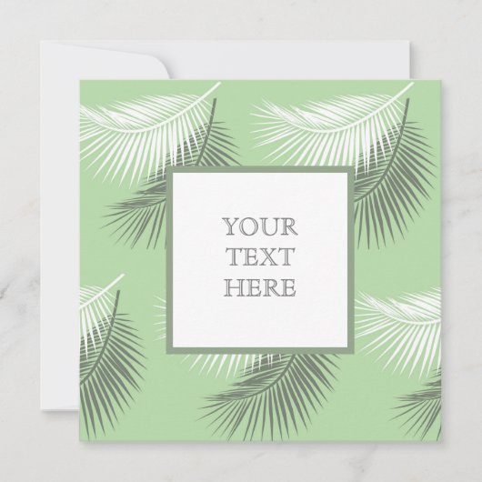 オリジナル パームリーフ グリーティングカード – モダン セージグリーン (正面)