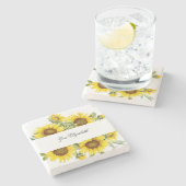 オリジナル ヒマワリ 花柄 お名前 モノグラム ストーンコースター (横)