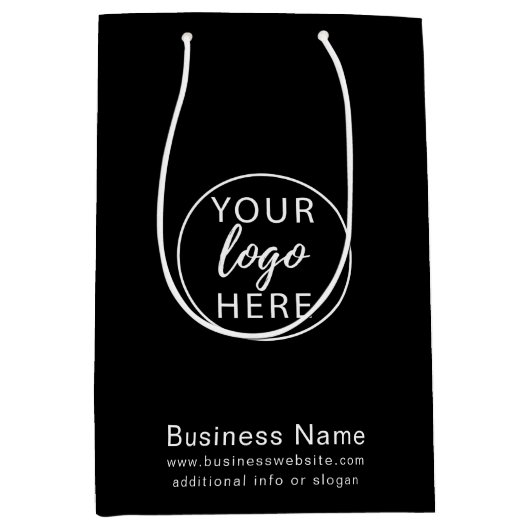 オリジナル ビジネス ロゴ ギフト バッグ ミディアムペーパーバッグ (正面)