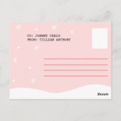 オリジナル - ピンクのイラストペンギンの誕生日 ポストカード (裏面)