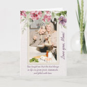 オリジナル ピンク グリーン 花柄 フレーム 写真 母の日 カード (正面)