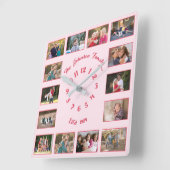オリジナル ピンク ファミリー カップル 14 枚 写真 コラージュを作成 スクエア壁時計 (傾斜)