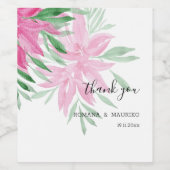 オリジナル ピンク フラワーズ 水彩 手描き ワインラベル (シングルラベル)