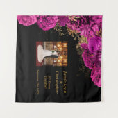 オリジナル ピンク フラワー ウェディング アニバーサリー タペストリー (正面(横))