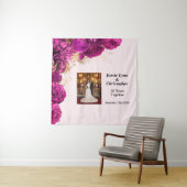 オリジナル ピンク フラワー ウェディング アニバーサリー タペストリー (インサイチュ)