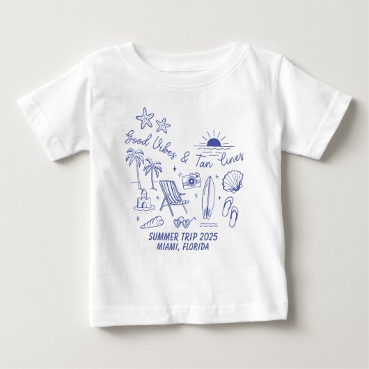 オリジナル ファミリー サマー ビーチトリップ グループ おそろい ベビーTシャツ (正面)