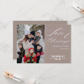 オリジナル ファミリー ネーム イヤー ワン フォト エレガント スクリプト カード (正面/裏面インサイチュ)