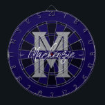 オリジナル ファミリー ネーム モノグラム グレー ダーツボード<br><div class="desc">盤の中心にモノグラムとファミリー ネームが入ったグレー背景。他の色はショップでご覧いただけます。</div>