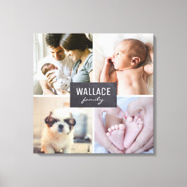 オリジナル ファミリー フォト コラージュ ブロック キャンバスプリント
