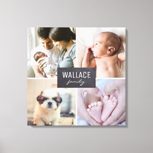 オリジナル ファミリー フォト コラージュ ブロック キャンバスプリント (正面)