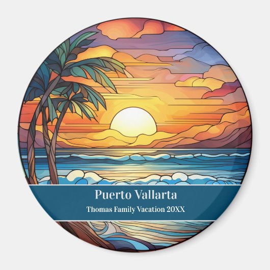 オリジナル ファミリー プエルトバジャルタ ビーチ バケーション マグネット (正面)