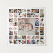 オリジナル ファミリー メモリー パーソナライズ フォト コラージュ タペストリー (正面(横))