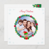 オリジナル ファミリー、松のリース & かわいいエルフのクリスマス (正面/裏面)