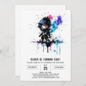 オリジナル ファンタジー ニンジャ ボーイ デジタル誕生日 招待状 (正面/裏面)