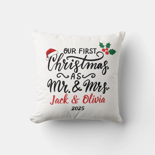オリジナル ファースト クリスマス オーナメント Mr. & Mrs. クッション (正面)