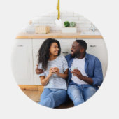 オリジナル ファースト クリスマス 新居 ブルー フォト セラミックオーナメント (裏面)