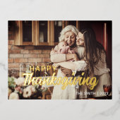 オリジナル フォトとメッセージ 感謝祭 箔シーズンポストカード (正面)