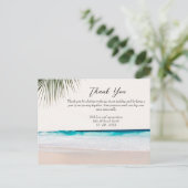 オリジナル フォト パームリーフ ビーチ ウェディング サンクス ポストカード (スタンド正面)