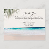 オリジナル フォト パームリーフ ビーチ ウェディング サンクス ポストカード (正面)