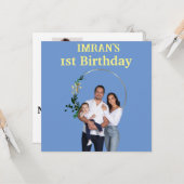 オリジナル フォト フレーム 1歳の誕生日 カード (正面/裏面インサイチュ)
