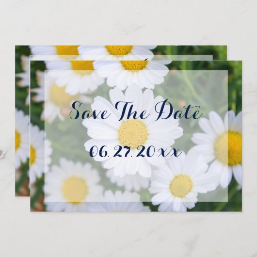 オリジナル フラワーの Save The Date カード デイジー (正面/裏面)