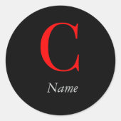 オリジナル フローラル モノグラム C + 名前 封筒シール ラウンドシール (正面)