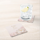 オリジナル ブライダルシャワー ピンク ロータス No.8 スクエアペーパーコースター (インサイチュ)