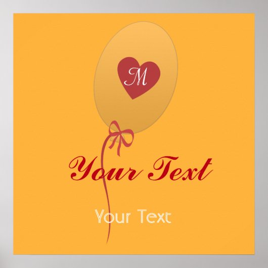 オリジナル ブライト イエロー バルーン ベイビー パーティー バースデー ポスター (正面)