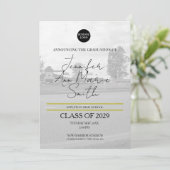 オリジナル ブラック ゴールド 卒業式 招待状 裏面写真付き (スタンド正面)