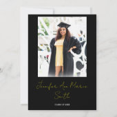 オリジナル ブラック ゴールド 卒業式 招待状 裏面写真付き (裏面)