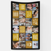 オリジナル ブラック ゴールド 60歳 誕生日 フォト コラージュ 横断幕 (縦)