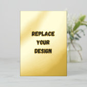 オリジナル ブラック シンプル デザイン 写真またはテキストを追加 箔招待状 (立ち正面)