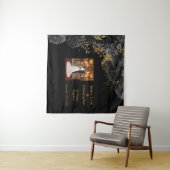 オリジナル ブラック フラワー ウェディング アニバーサリー タペストリー (インサイチュ(横))