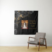 オリジナル ブラック フラワー ウェディング アニバーサリー タペストリー (インサイチュ)