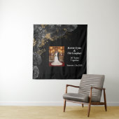 オリジナル ブラック フラワー ウェディング アニバーサリー タペストリー (インサイチュ)