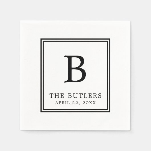 オリジナル ブラック&ホワイト ウェディング ペーパー ナプキン スタンダードカクテルナプキン (正面)