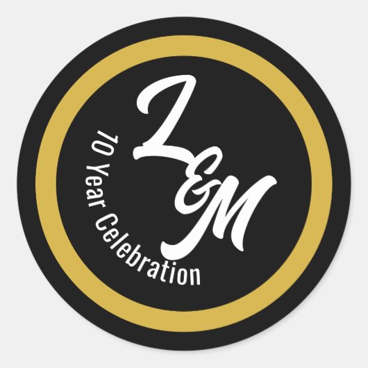 オリジナル ブラック ホワイト ゴールド ステッカーを作成 ラウンドシール (正面)