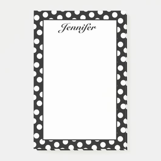 オリジナル ブラック&ホワイト ドット柄 ポストイット (正面)