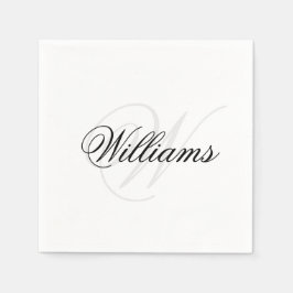 オリジナル ブラック＆ホワイト モノグラムイニシャル ネーム スタンダードカクテルナプキン