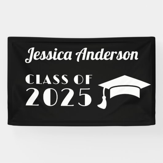 オリジナル ブラック and ホワイト 卒業式 横断幕 (横)