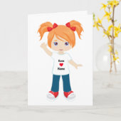 オリジナル ブランク カード 赤毛の女の子 (黄色い花)