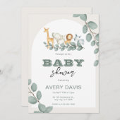 オリジナル ブランドのグリーン サファリ ベイビー シャワー 招待状 (正面/裏面)