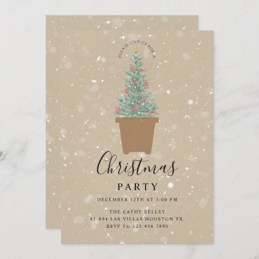 オリジナル ブランドの クリスマス パーティー 招待状 (正面/裏面)