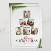 オリジナル ブランド ホワイト モダン クリスマス フォト コラージュ 招待状 (正面/裏面)