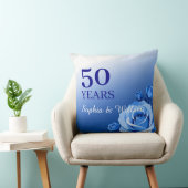 オリジナル ブルー ローズ アニバーサリー ギフト 年と名前 クッション (椅子)