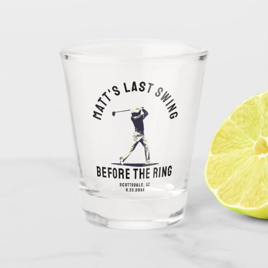 オリジナル ベアチョップパーティーのお土産 ゴルフ旅行 グルームズメン , ショットグラス (正面)