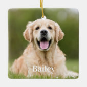オリジナル ペット フォト 犬 愛好家 記念品 スクエア セラミックオーナメント (正面)